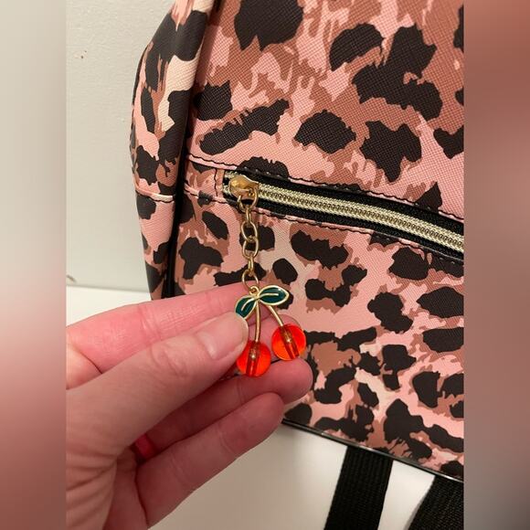NWT Pink & Black Animal Print Mini Backpack Bag Dangle Charm - Picture 2 of 5